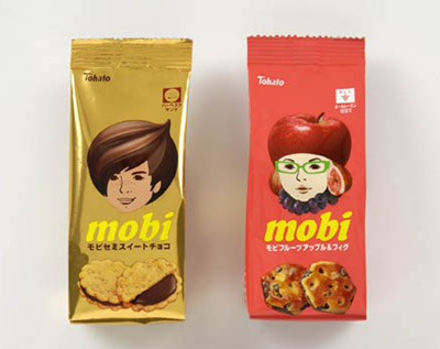 モビ ハーベストサンド・セミスイートチョコ、モビ フルーツ アップル&フィグ・オールレーズン仕立て