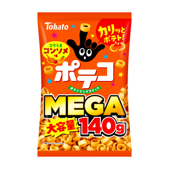 大満足のMEGA大容量サイズ！「MEGA大容量ポテコ・うましお味」「MEGA大