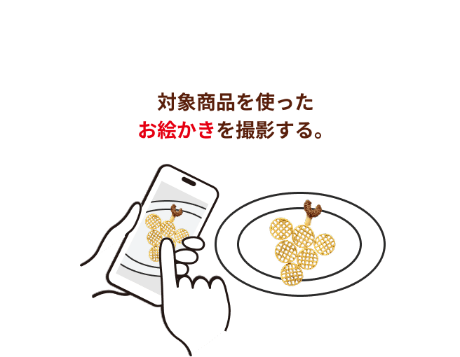 対象商品を使ったお絵かきを撮影する。