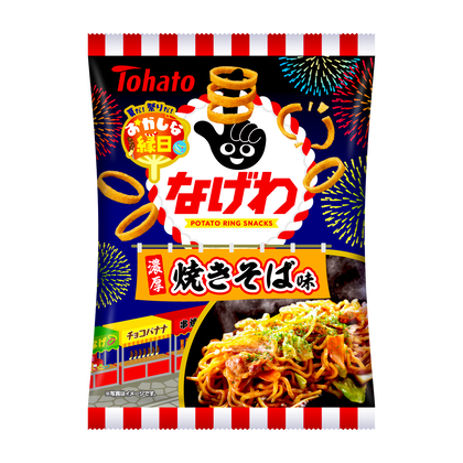 東ハト　おかしな縁日 なげわ・焼きそば味＆ポテコ　じゃがバター味　2袋セット おかしな縁日 なげわ・焼きそば味 東ハト